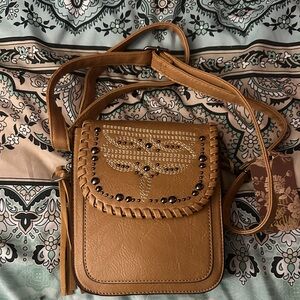 Sam & Hadley Brown Crossbody Bag with Embellishments